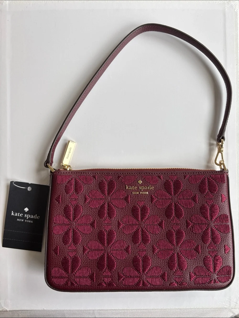 kate spade flower embroidered convertible wristlet - dark marlo